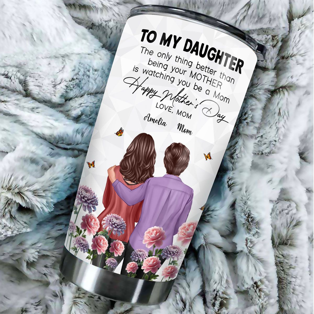 To My Daughter From Mom Happy Mother's Day Birth Flower Personalized Tumbler, Mother's Day Gift For Daughter