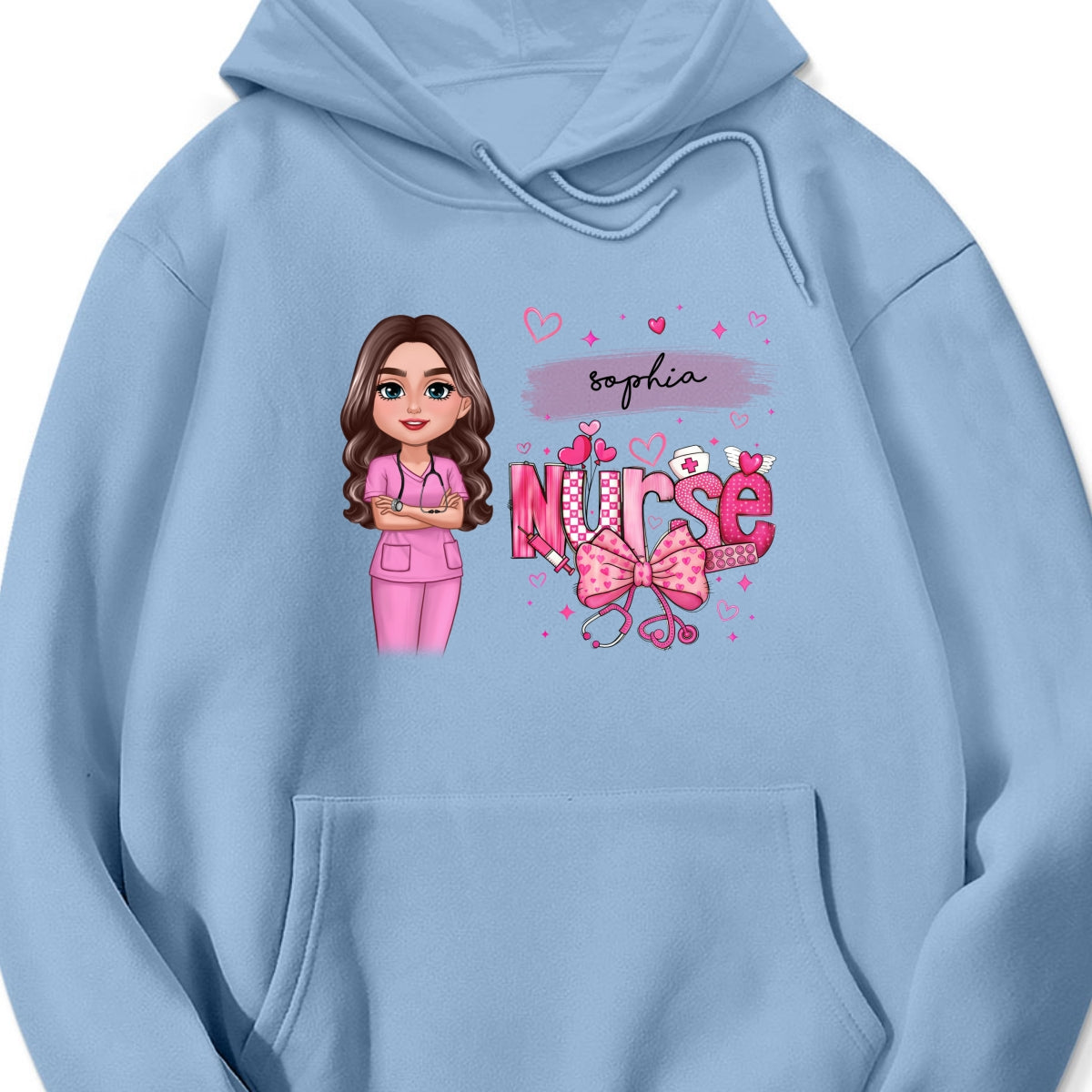 Nurse Pink Coquette Bow Personalized Shirt, Birthday Valentine's Day Gift For Nurse Wife Girlfriend Bestie