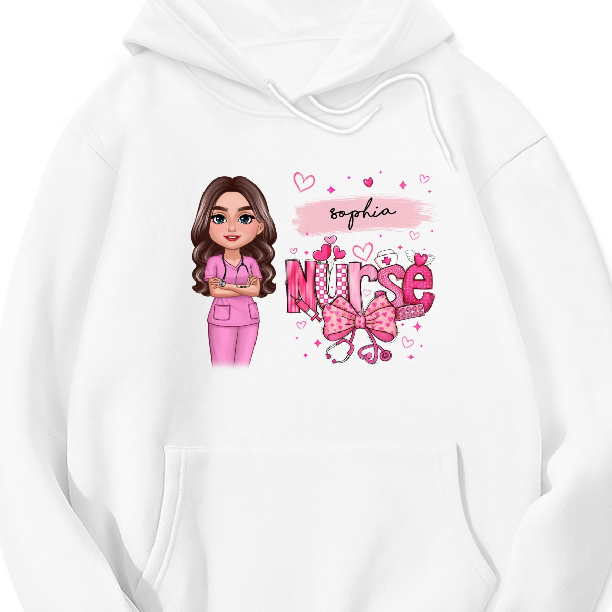 Nurse Pink Coquette Bow Personalized Shirt, Birthday Valentine's Day Gift For Nurse Wife Girlfriend Bestie