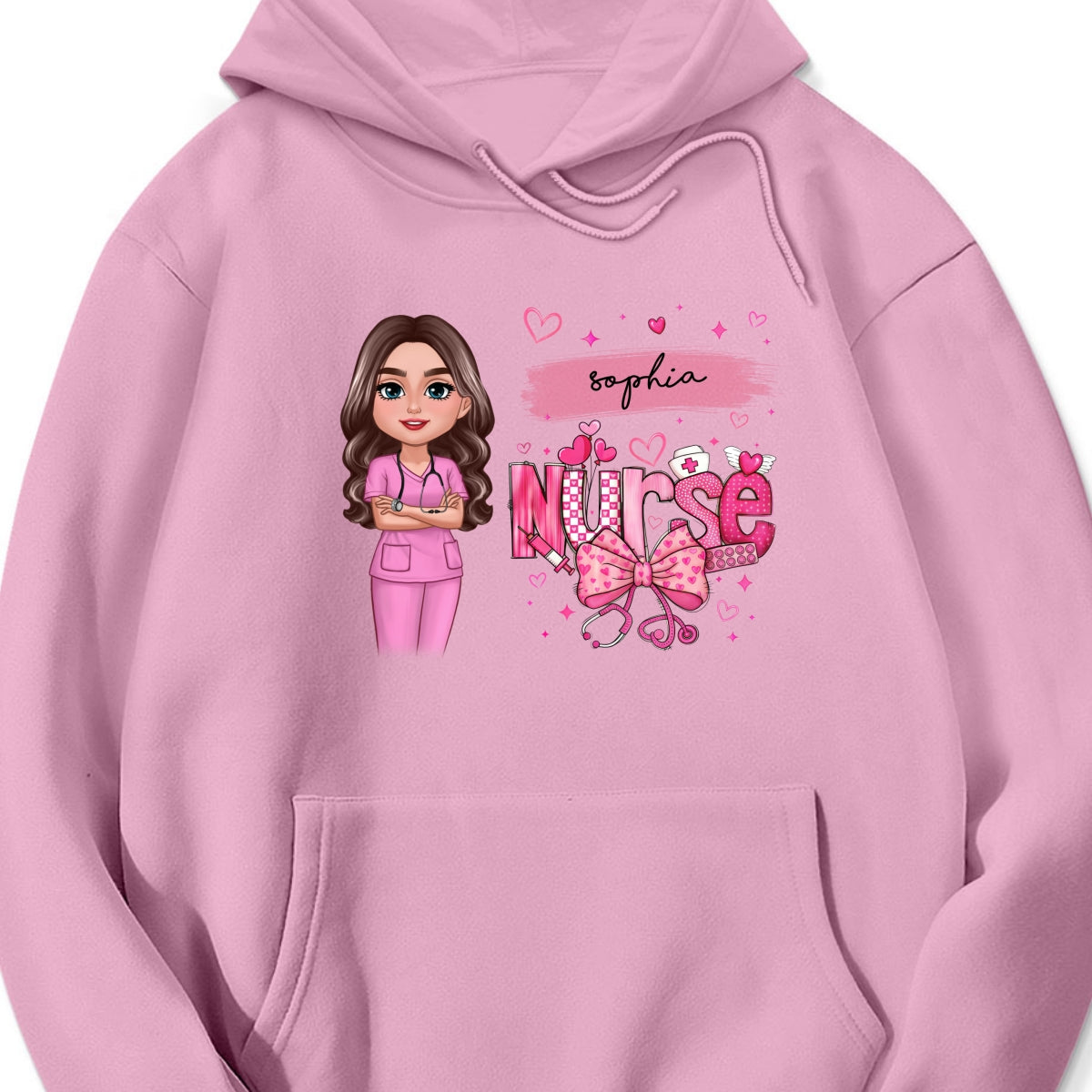 Nurse Pink Coquette Bow Personalized Shirt, Birthday Valentine's Day Gift For Nurse Wife Girlfriend Bestie