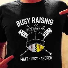Personalized Dad Baseball Softball Black T Shirt