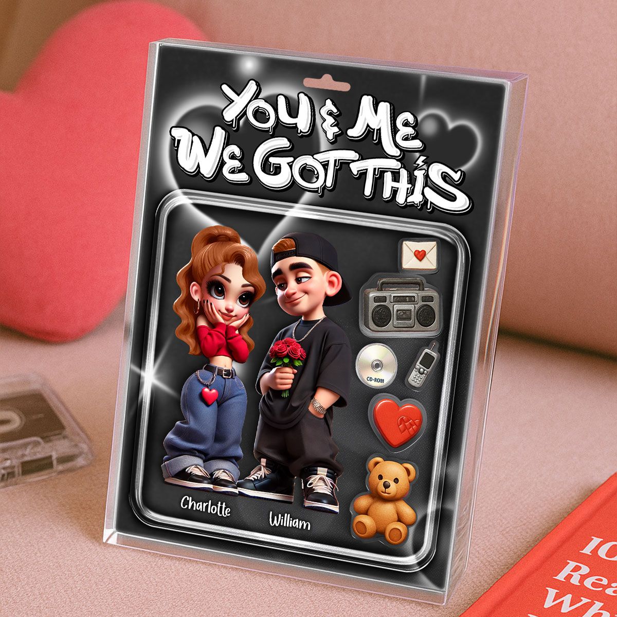 Y2K Couple Toy Box Figures Style Personalized Acrylic Block Plaque