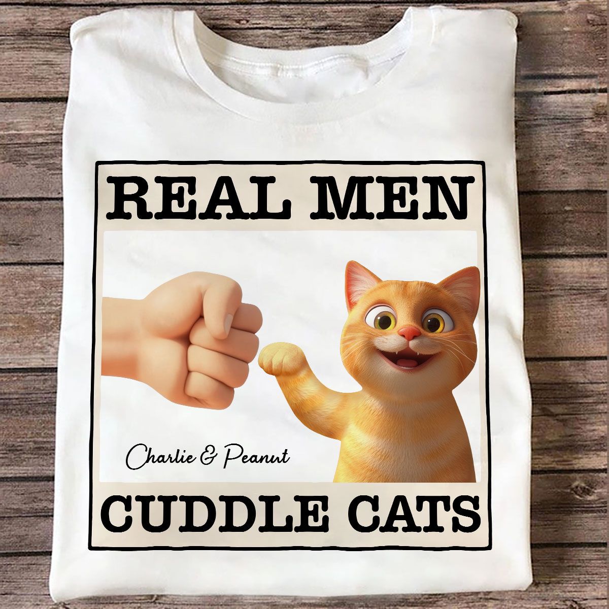 Real Men Cuddle Cats Personalized Shirt, Gift for Cat Dads