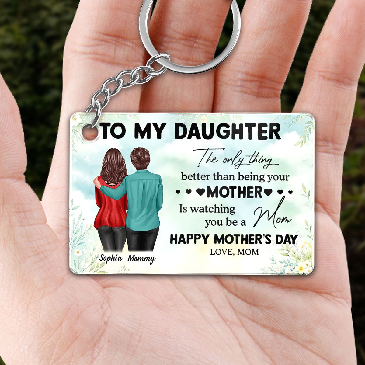 To My Daughter From Mom Happy Mother's Day Personalized Acrylic Keychain, Mother's Day Gift For Daughter