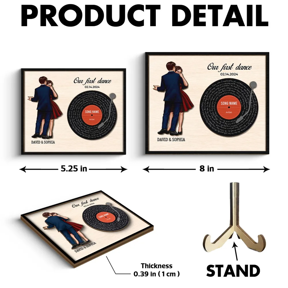 Couple Dancing Song Lyrics Personalized 2-Layered Wooden Plaque, Heartfelt Soul Connecting Personalized Gift For Couple, For Him, For Her