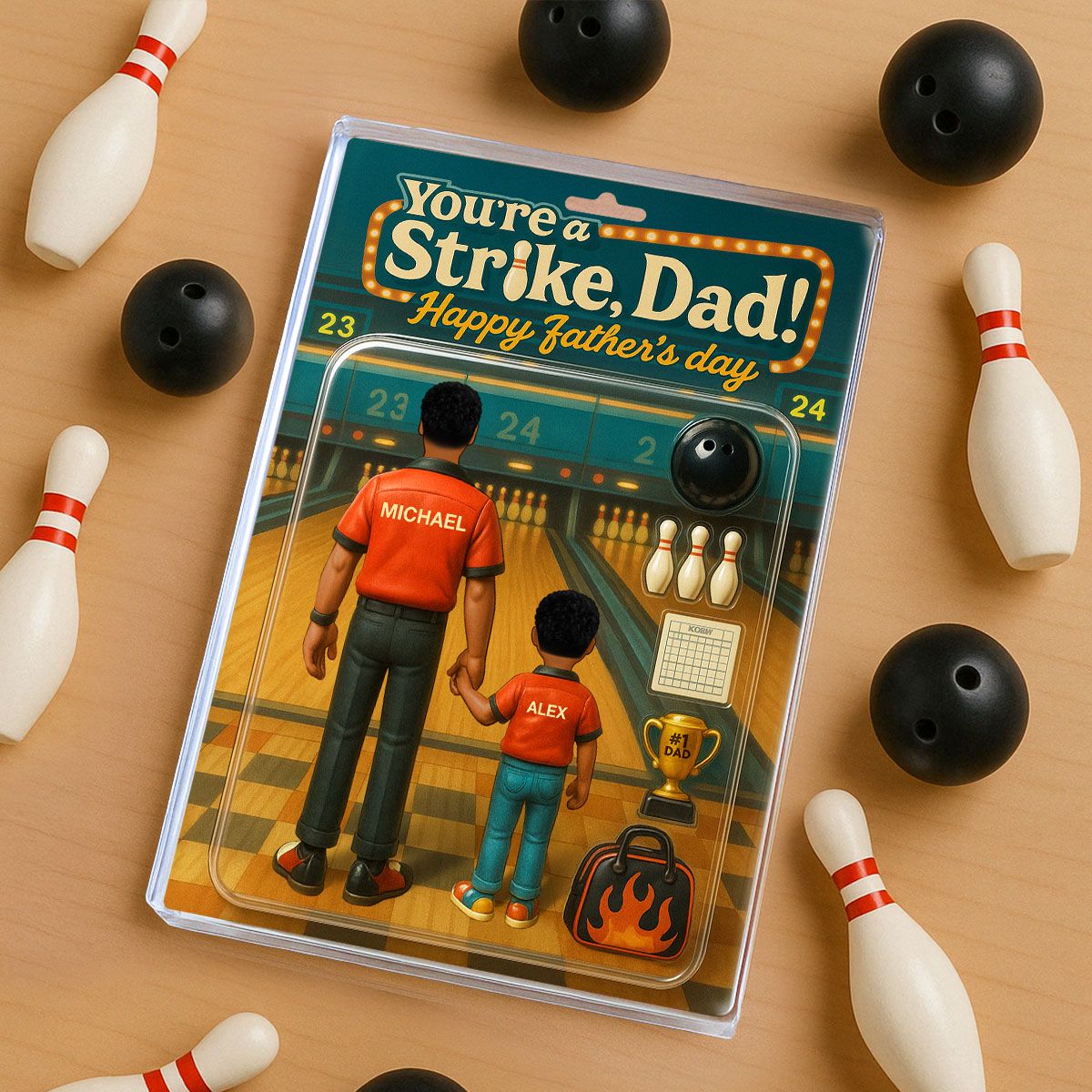You're a Strike Dad Bowling Custom Figure Personalized Acrylic Block Plaque, Father's Day Gift for Dad, Gift for Husband