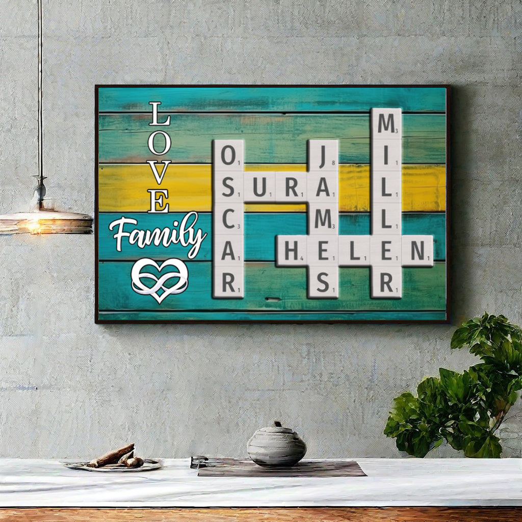 Personalized Family Crossword Art - Created In A Moment, Treasured Forever Canvas