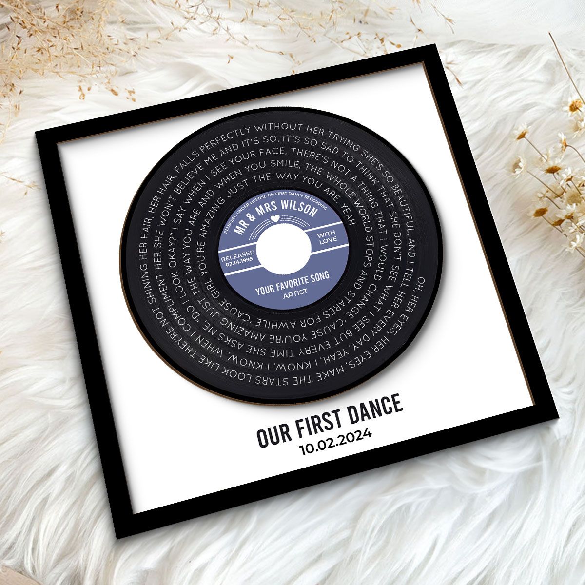 Custom Vinyl Record Label Print Personalized 2-Layer Wooden Plaque, Wedding, Valentine's Day, Anniversary, Mother's Day, Father's Day Unique Gift for Him or Her