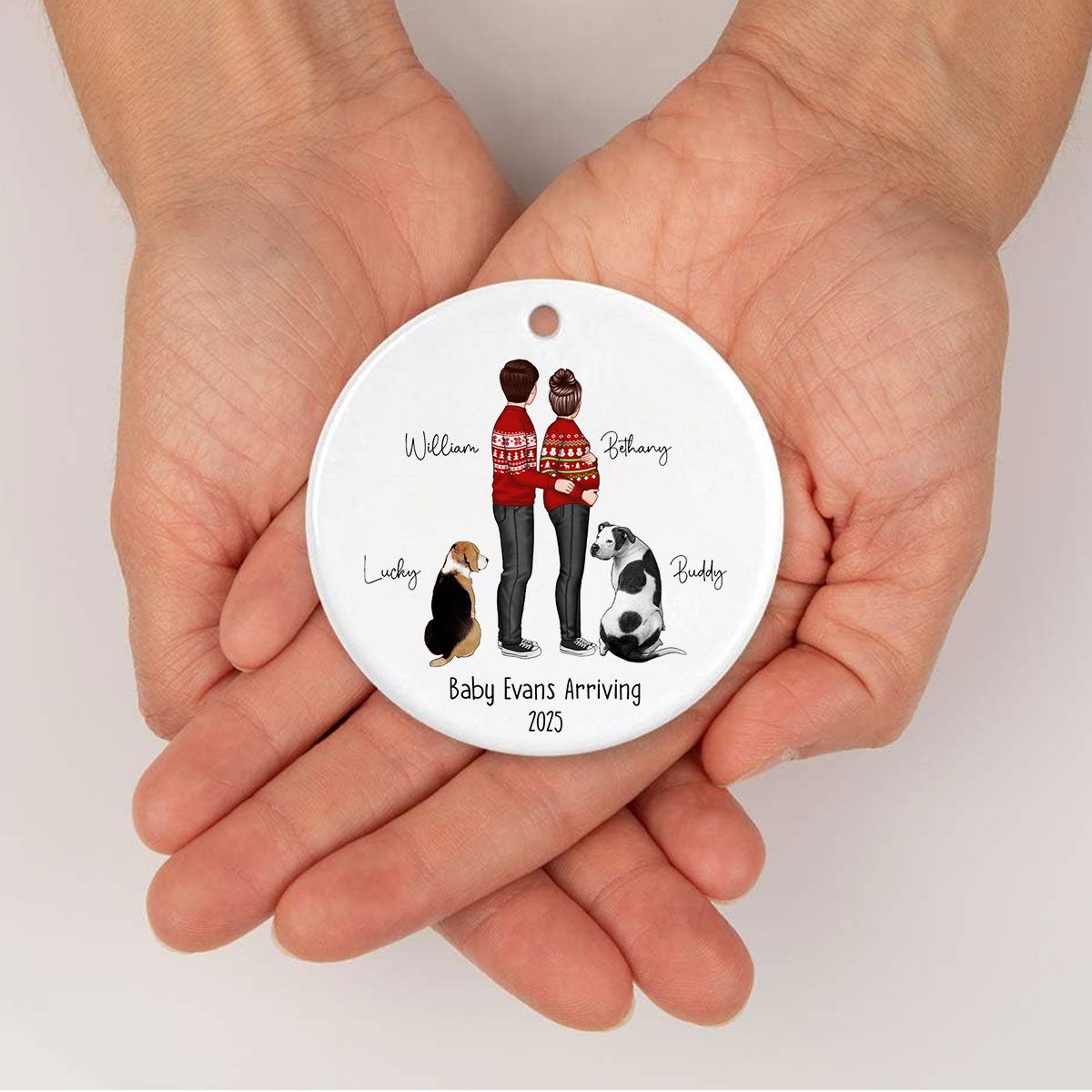 Custom Maternity Ornament, Personalized Expectant Parents, Pregnancy Announcement