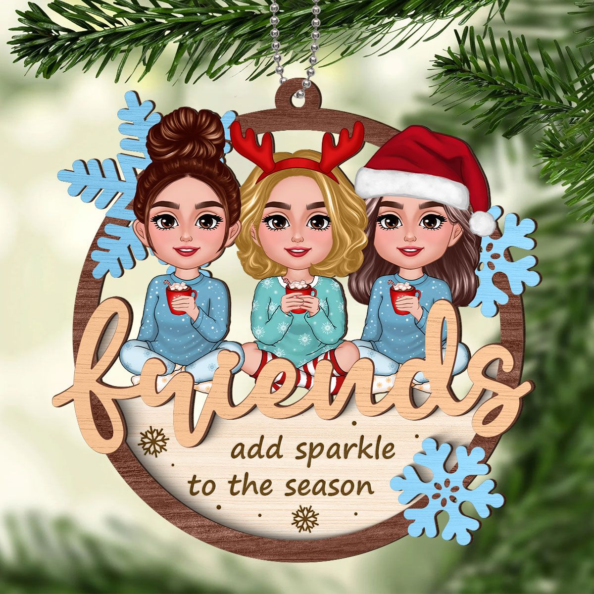 Best Friends Are Snowflake Personalized 2-Layer Ornament