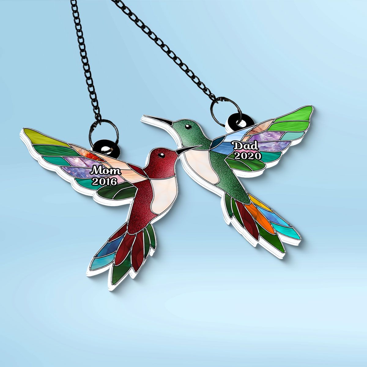 Stained Acrylic Hummingbirds Memorial Personalized Suncatcher