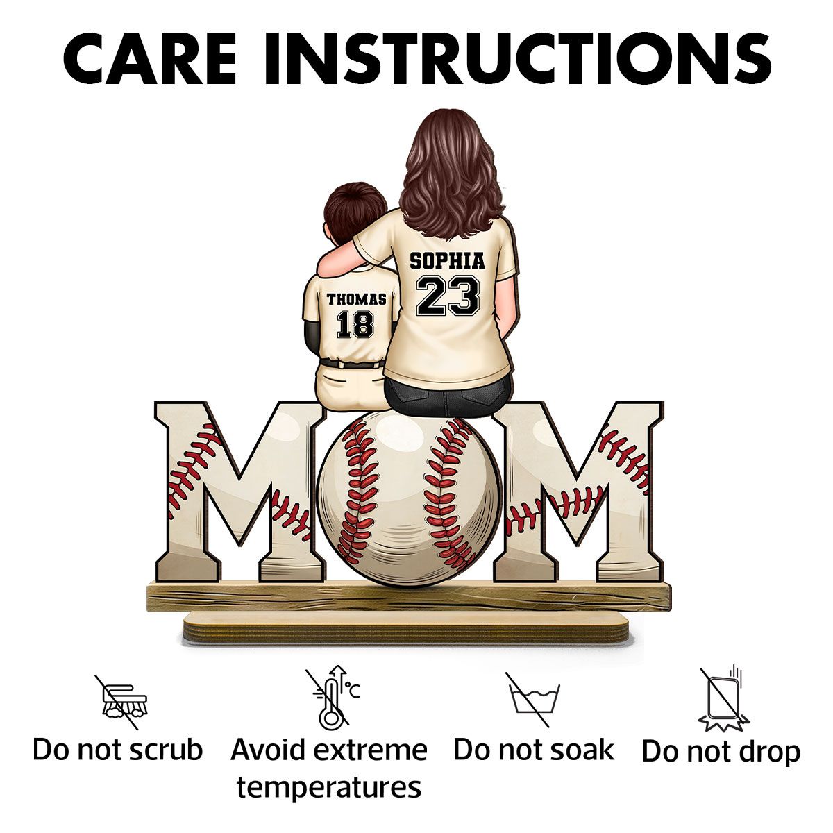 Baseball, Softball Mom And Kids Personalized Standing Wooden Plaque, Mother's Day Gift For Wife, Gift For Mom