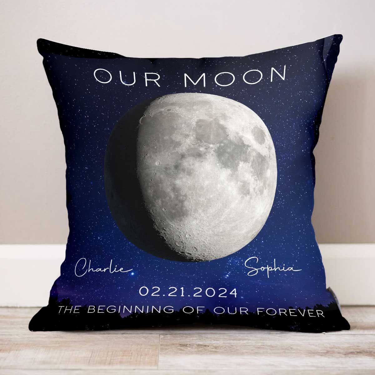 Our Moon Couple Gift Moon Phase Art Anniversary Gift For Him Gift For Her Personalized Pillow