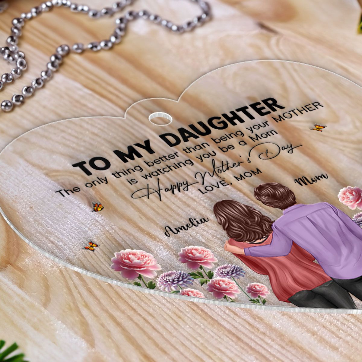 To My Daughter From Mom Happy Mother's Day Birth Flower Personalized Car Ornament, Mother's Day Gift For Daughter