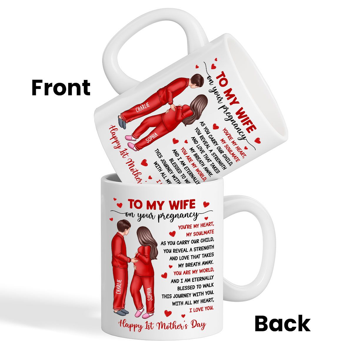 To My Pregnancy Wife Happy First Mother's Day From Husband Personalized Mug, Mother's Day Gift For Pregnant Mom, Expecting Mom
