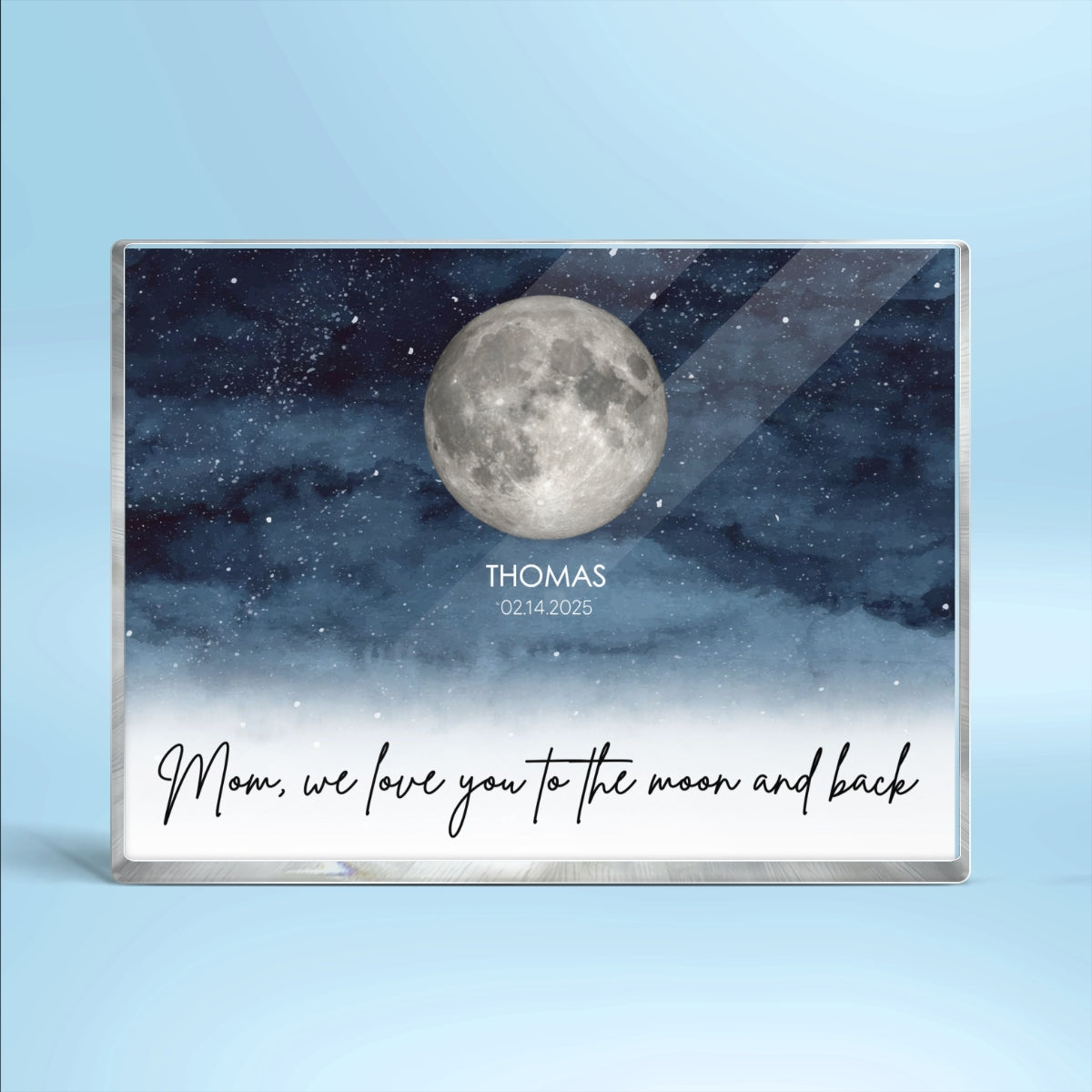 Starry Night Custom Birth Moon Phase The Day You Became Our Mom Personalized Rectangle Acrylic Block Plaque