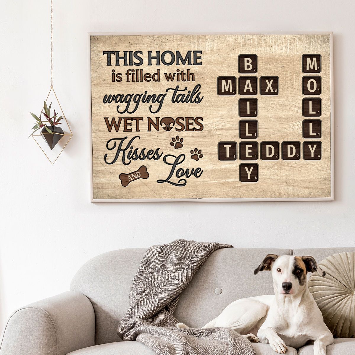 Pet Lover Home Decor Home With Paw Prints Crossword Puzzle Art Personalized Canvas