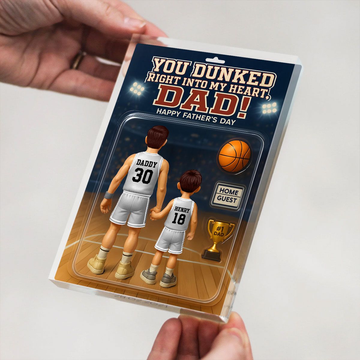 You Dunked Right into my Heart Dad, Basketball Custom Figure Personalized Acrylic Block Plaque, Father's Day Gift for Dad, Gift for Husband