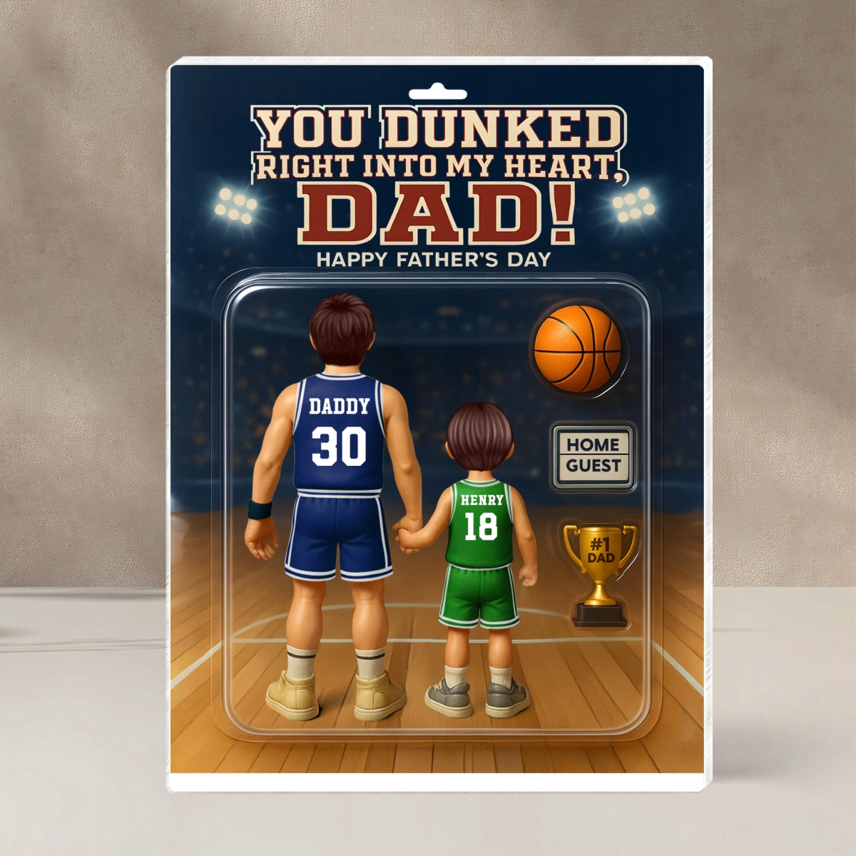 You Dunked Right into my Heart Dad, Basketball Custom Figure Personalized Acrylic Block Plaque, Father's Day Gift for Dad, Gift for Husband