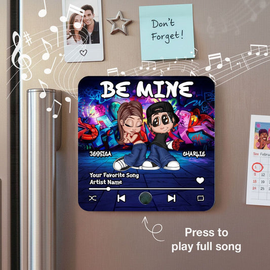 Y2K Couple Graffiti Background - Personalized Music Fridge Magnet - Valentine's Day Gift For Him, Gift For Her