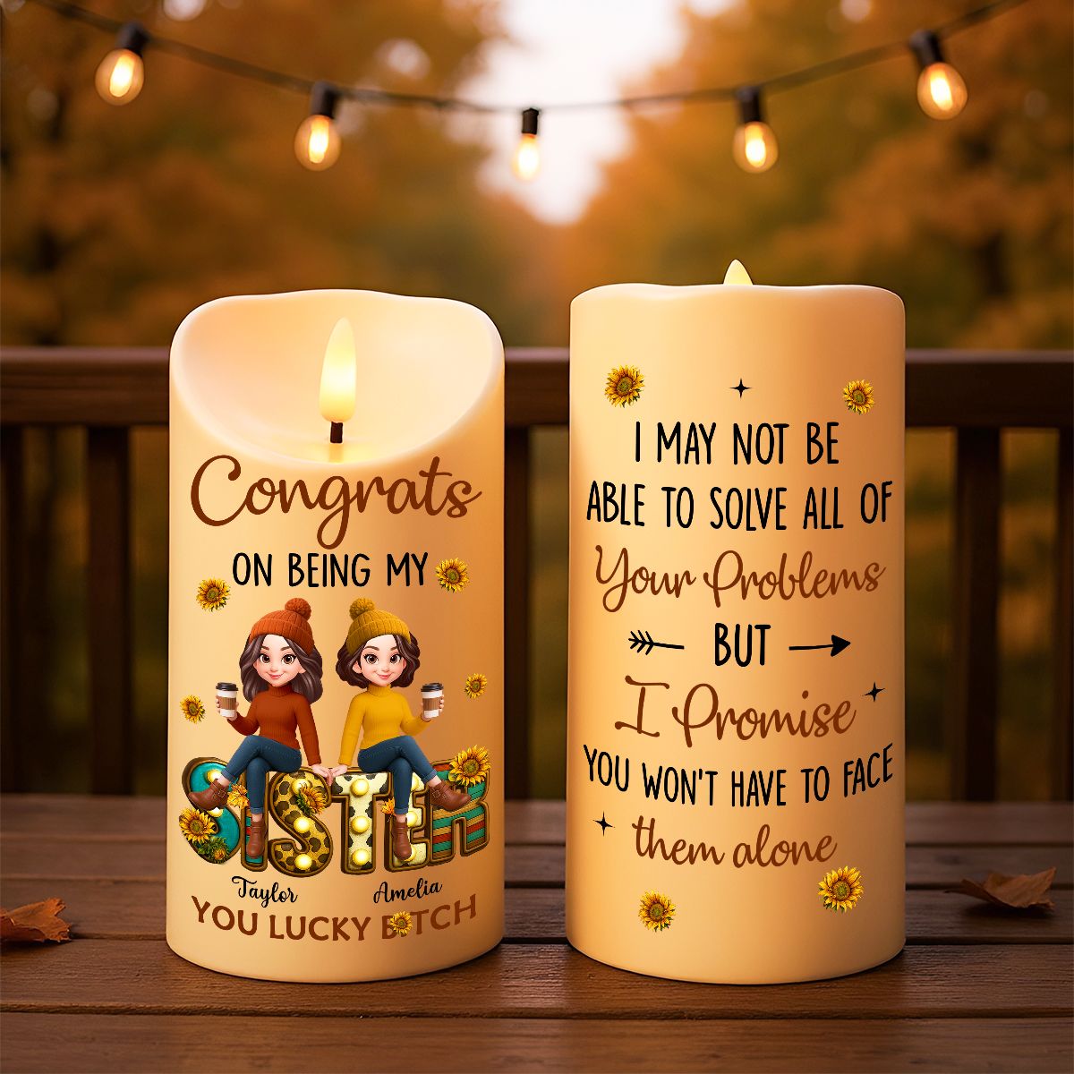 To My Bestie Western Fall Vibe Personalized LED Candle