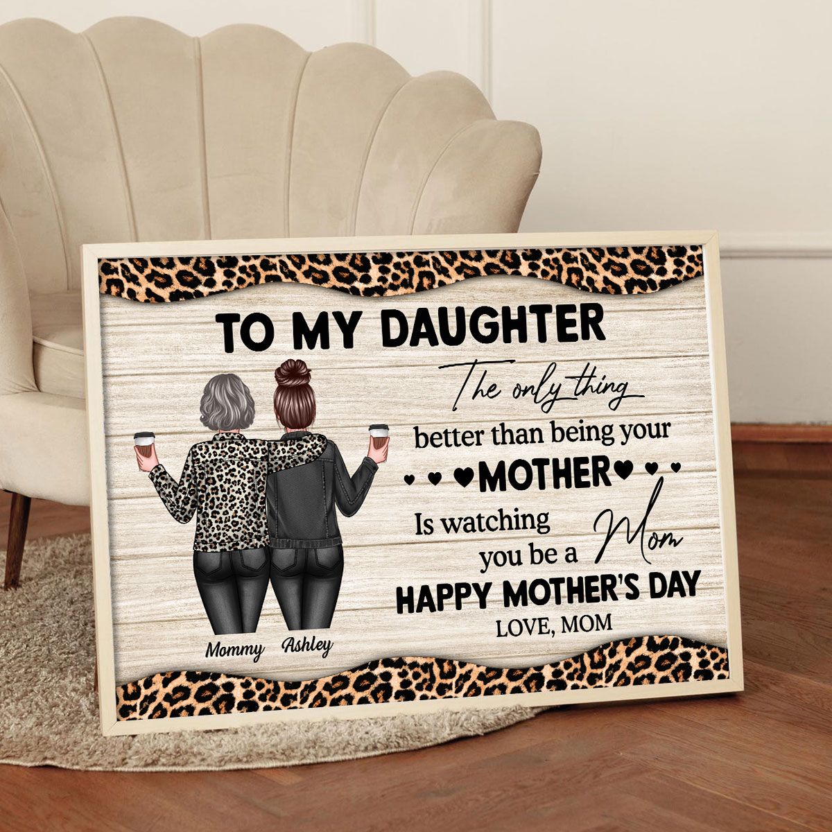 Leopard Pattern To My Daughter From Mom Happy Mother's Day Personalized Canvas, Mother's Day Gift For Daughter