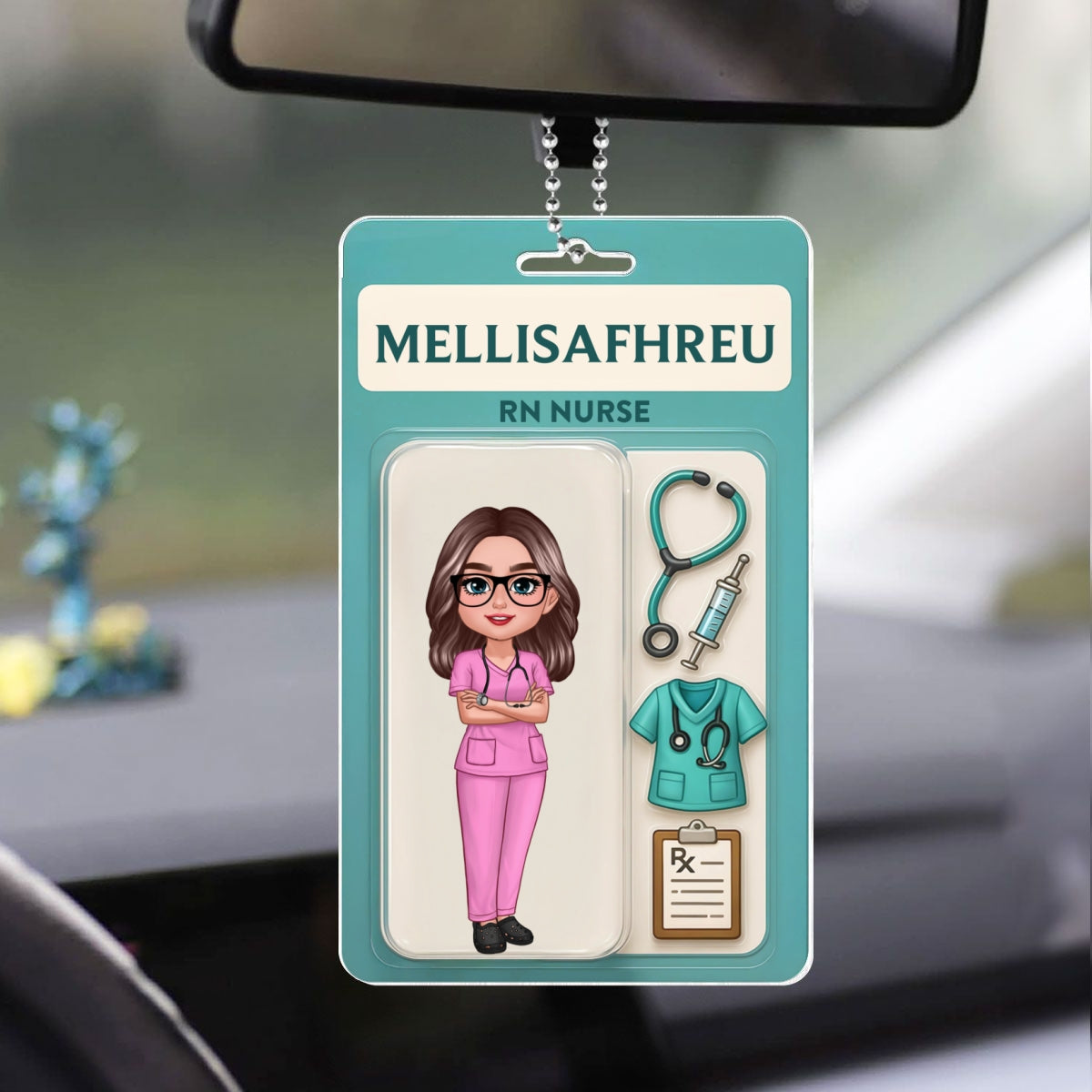 Nurse Custom Figure Cute Doll Nurse Personalized Acrylic Car Hanger