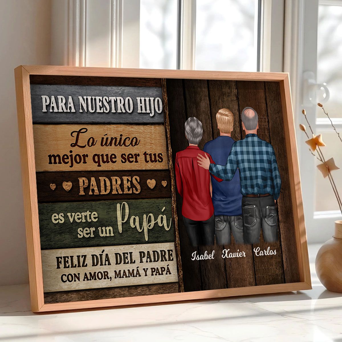 Colored Wood Pallets To My Son From Mom Happy Father's Day Spanish Personalized Canvas