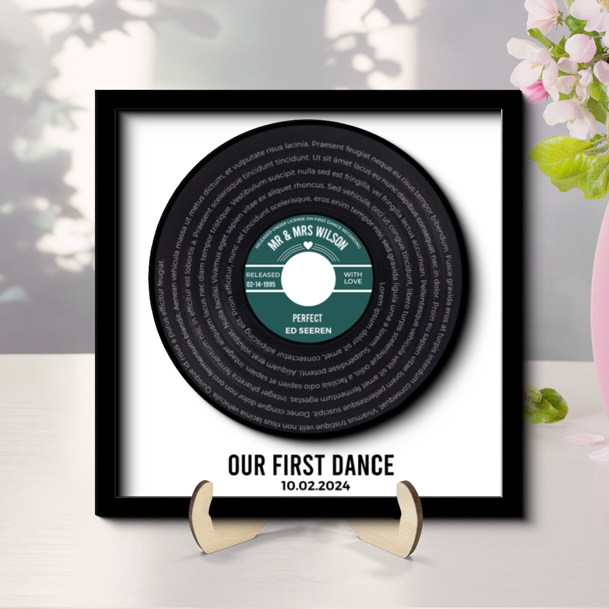 Custom Vinyl Record Label Print Personalized 2-Layer Wooden Plaque, Wedding, Valentine's Day, Anniversary, Mother's Day, Father's Day Unique Gift for Him or Her
