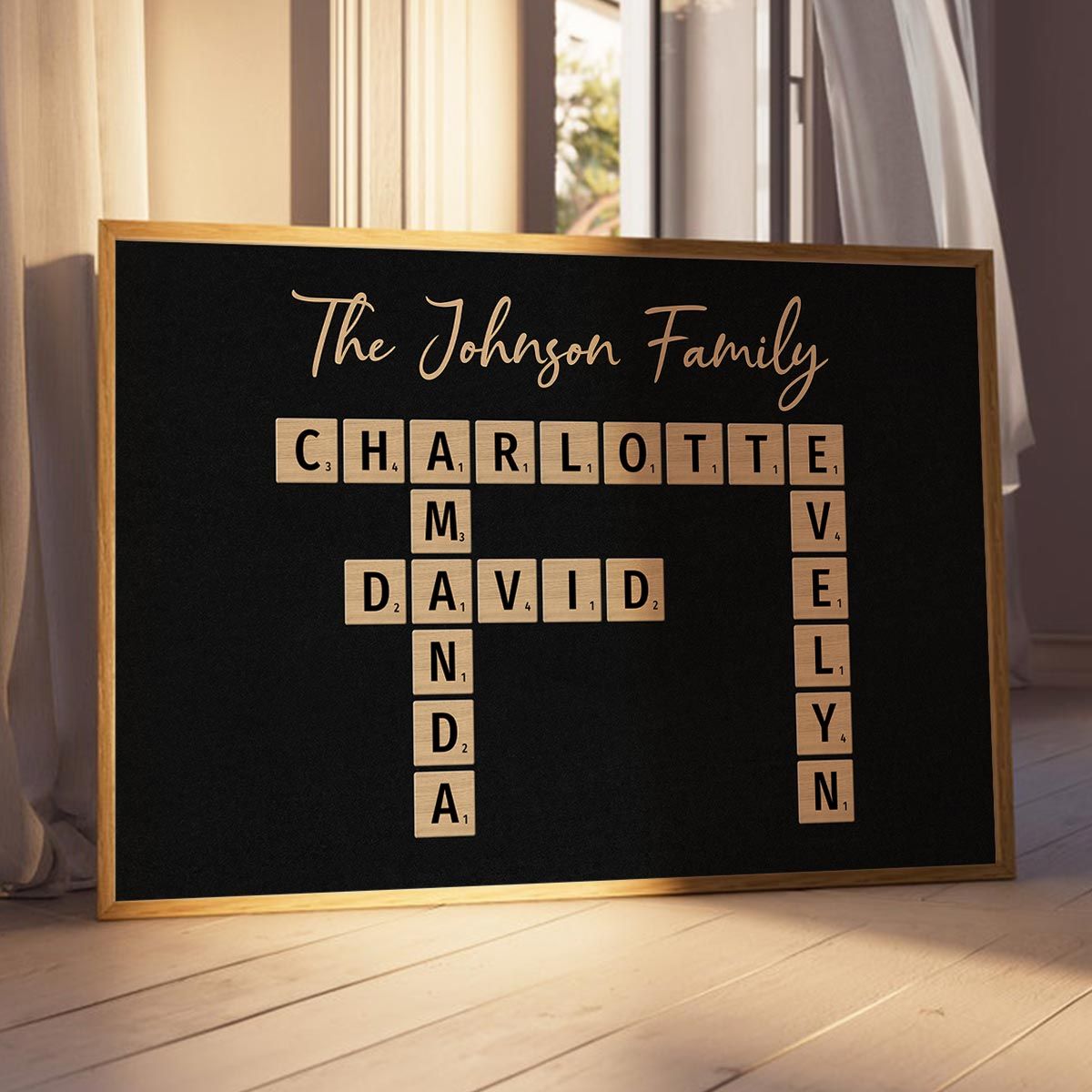 Family Crossword Puzzle Art Created In A Moment, Treasured Forever Personalized Horizontal Poster