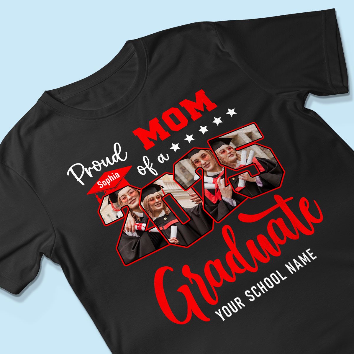 Proud Family Of 2025 Senior Graduation Upload Photo Personalized Shirt, Graduate Gift