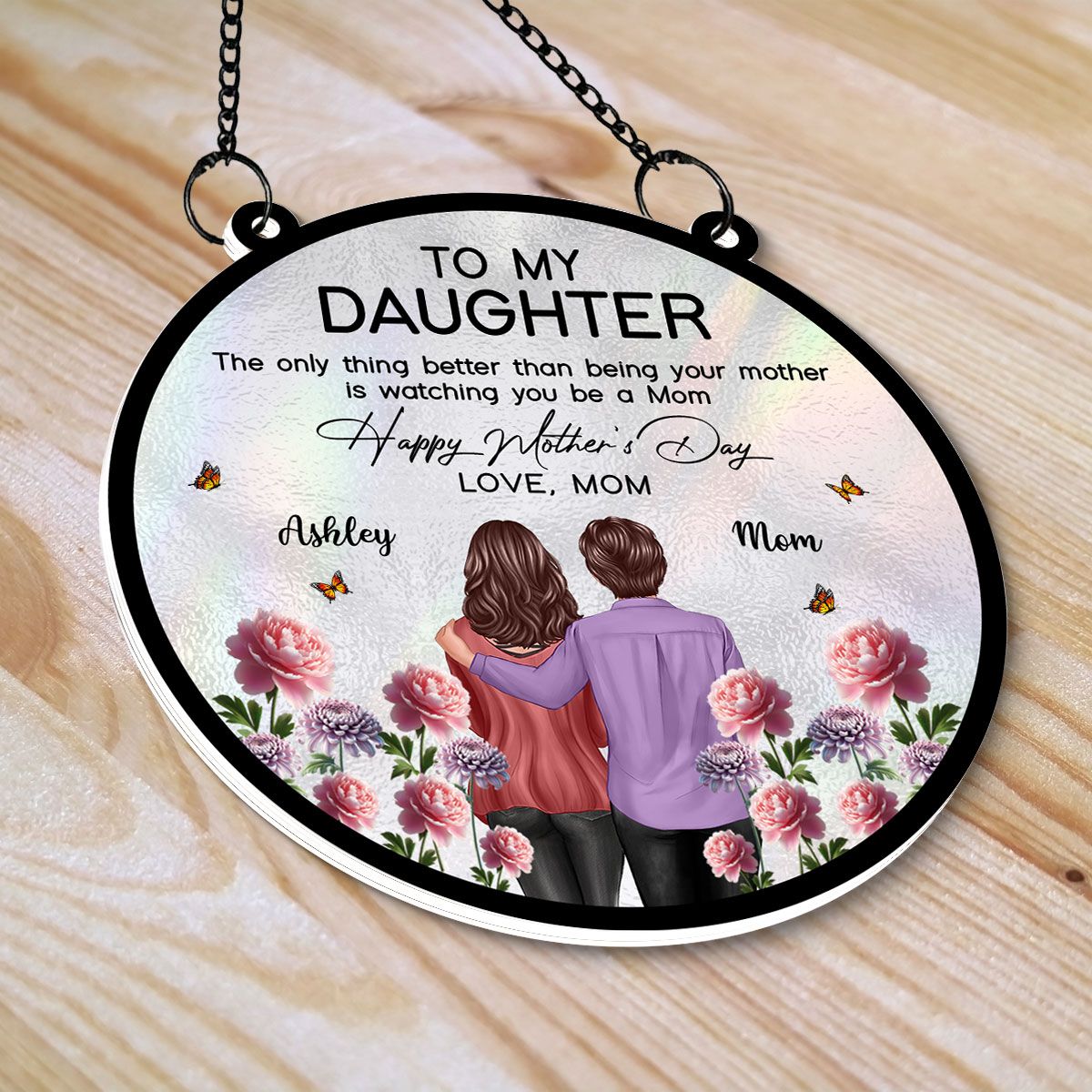 To My Daughter From Mom Happy Mother's Day Birth Flower Personalized Suncatcher, Mother's Day Gift For Daughter