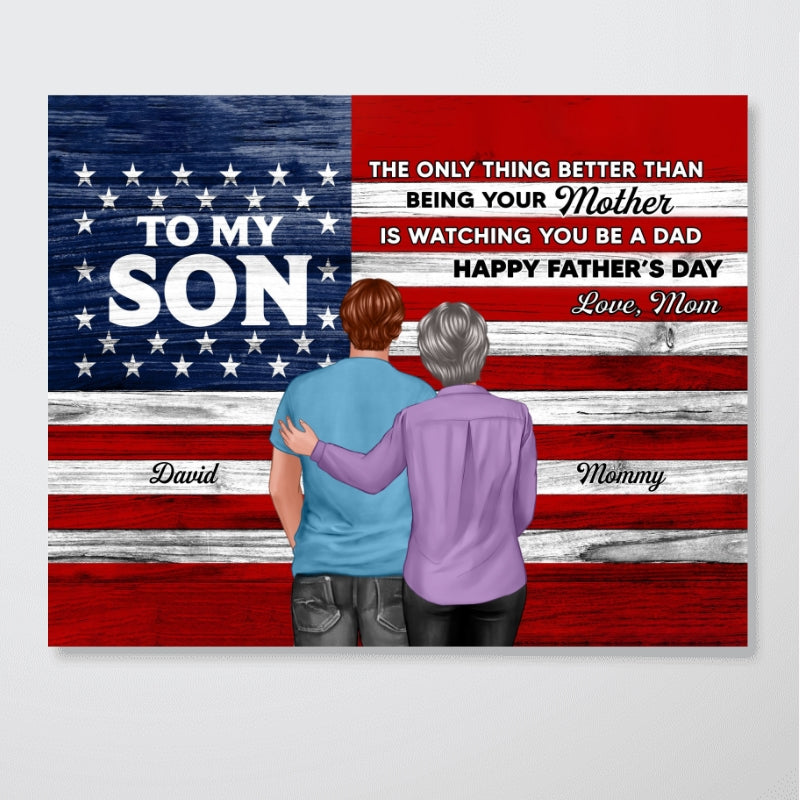 Nation Flag To My Son Happy Father's Day Personalized Canvas, Heartfelt Father's Day Gift For Son