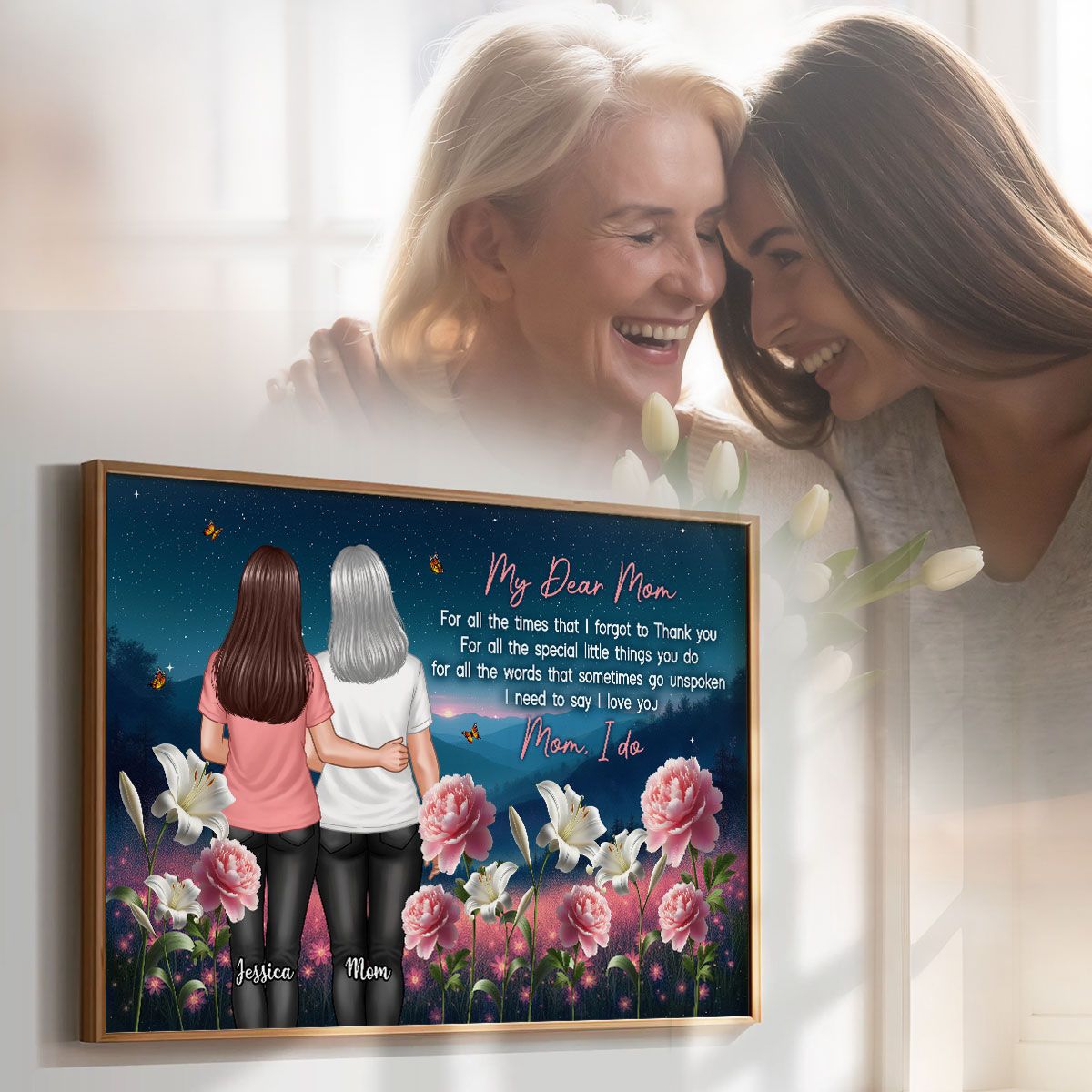 Mom Thank You Gift, Mother's Day Gift From Daughter Birth Flower Personalized Canvas