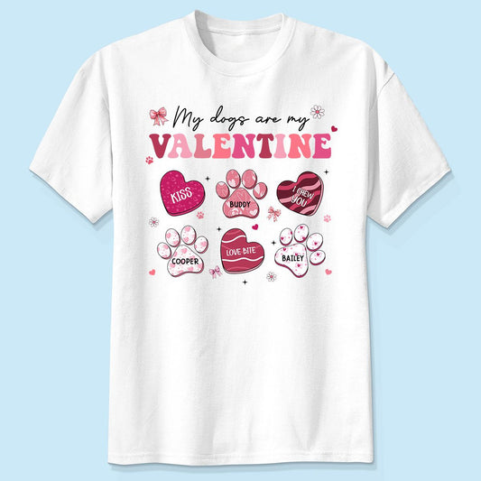 My Dogs Cats Are My Valentine Coquette Paw Valentine's Day Gift For Pet Lover Personalized Shirt