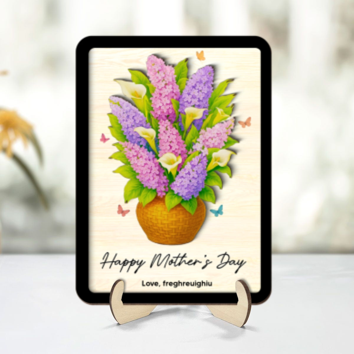 Flower Bouquet Personalized 2-Layer Wooden Plaque, Heartfelt 2025 Mother's Day Gift For Mom, For Grandma, For Wife