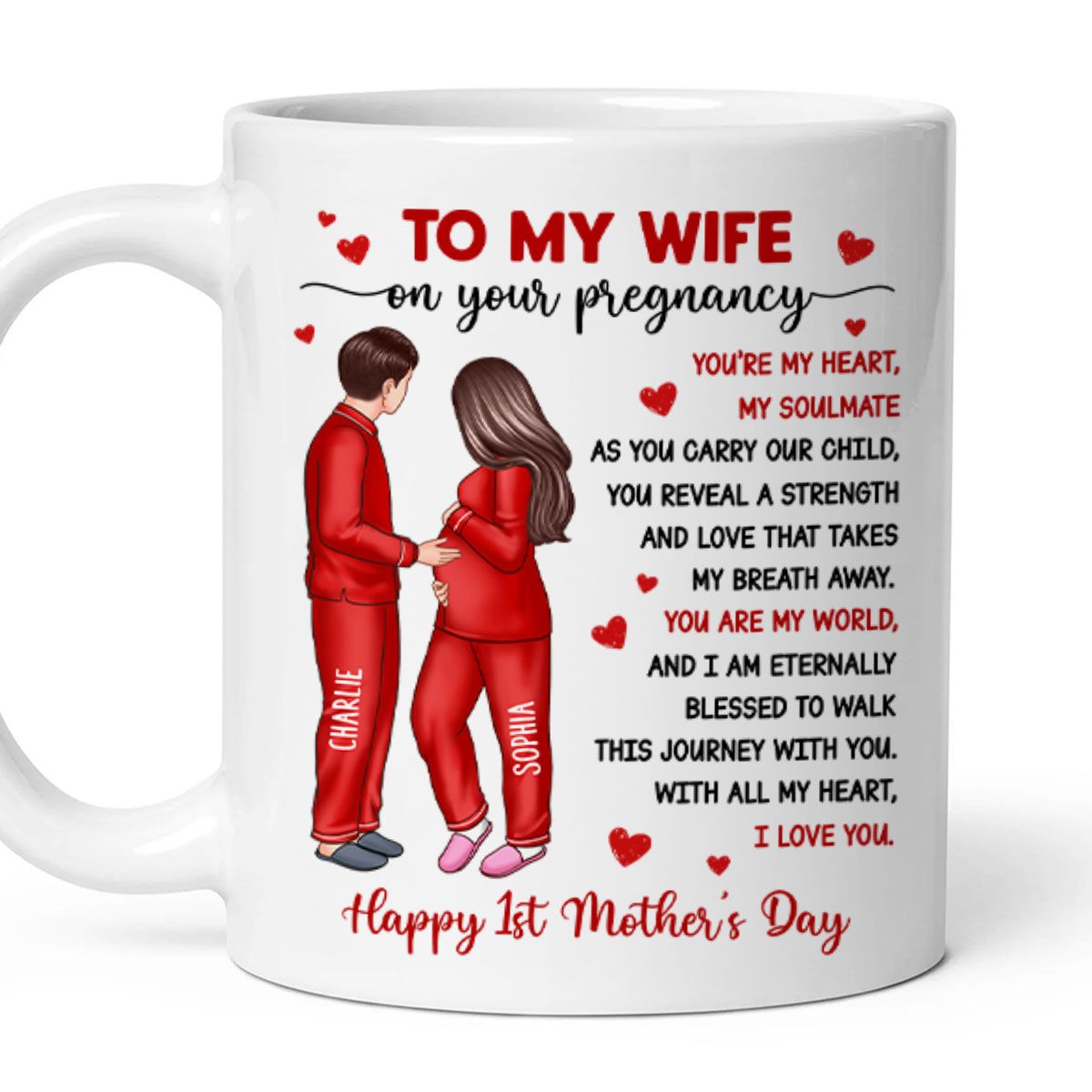 To My Pregnancy Wife Happy First Mother's Day From Husband Personalized Mug, Mother's Day Gift For Pregnant Mom, Expecting Mom