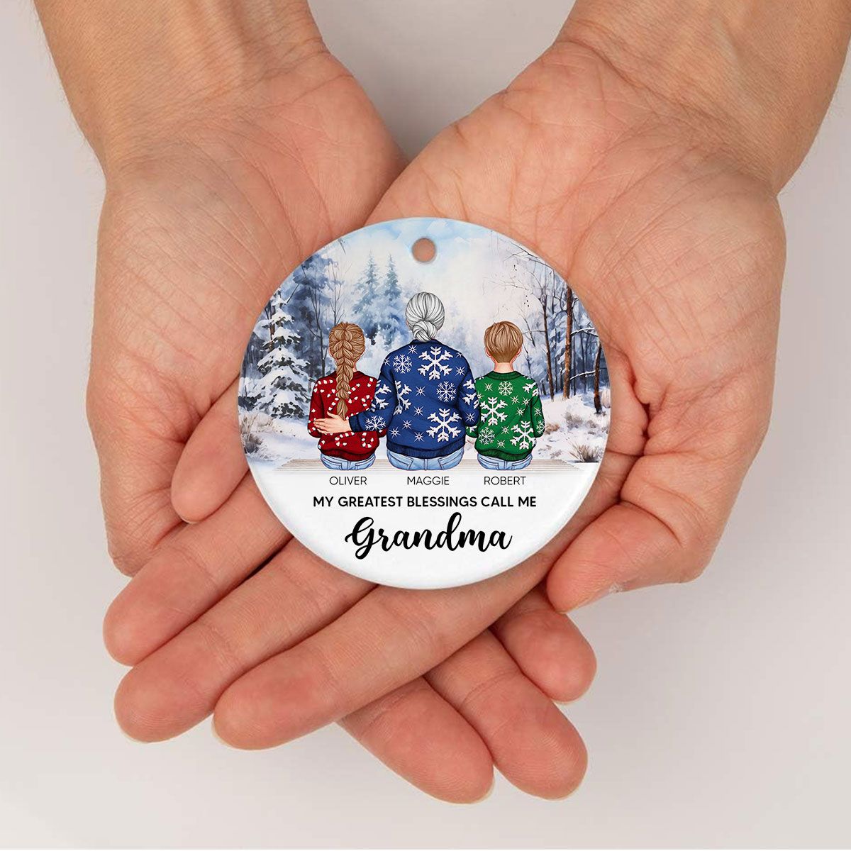 Personalized Grandma Ornament Christmas Gift from Grandkids, Gift for Grandma Mimi Gigi Abuela