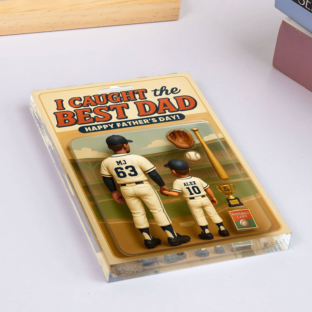 We Caught the Best Dad Baseball Custom Figure Personalized Acrylic Block Plaque, Father's Day Gift for Dad, Gift for Husband
