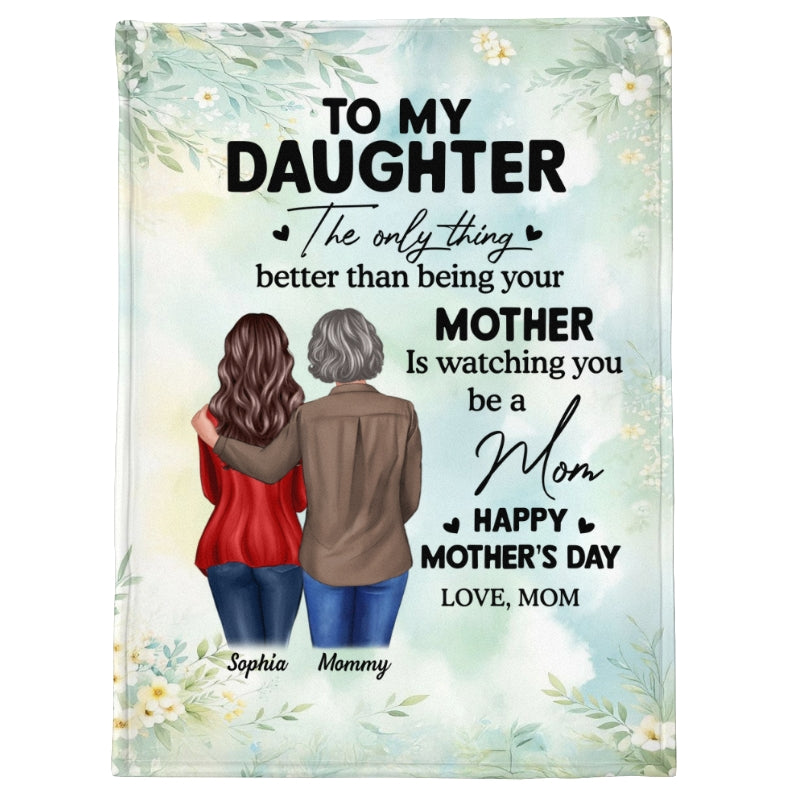 To My Daughter From Mom Happy Mother's Day Personalized Fleece Blanket, Mother's Day Gift For Daughter