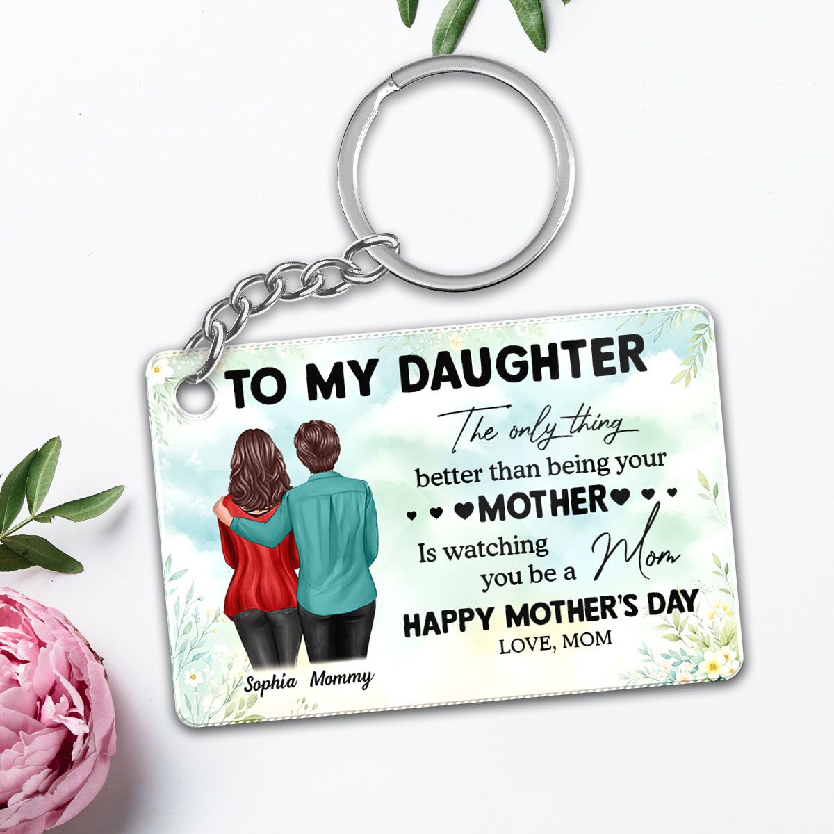 To My Daughter From Mom Happy Mother's Day Personalized Acrylic Keychain, Mother's Day Gift For Daughter