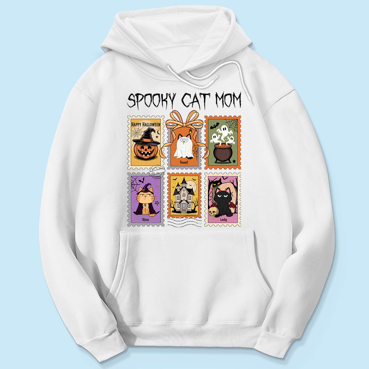 Spooky Cats Retro Stamp Theme Personalized Halloween Shirt