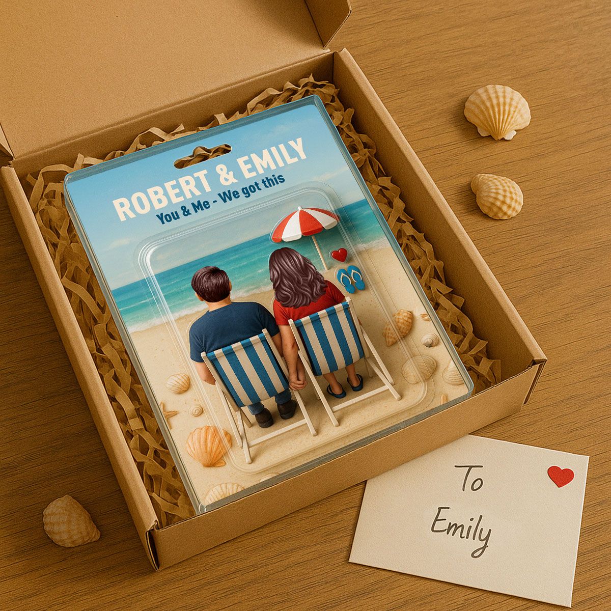 You & Me We Got This Couple At Beach Realistic Figures Style Personalized Acrylic Block Plaque