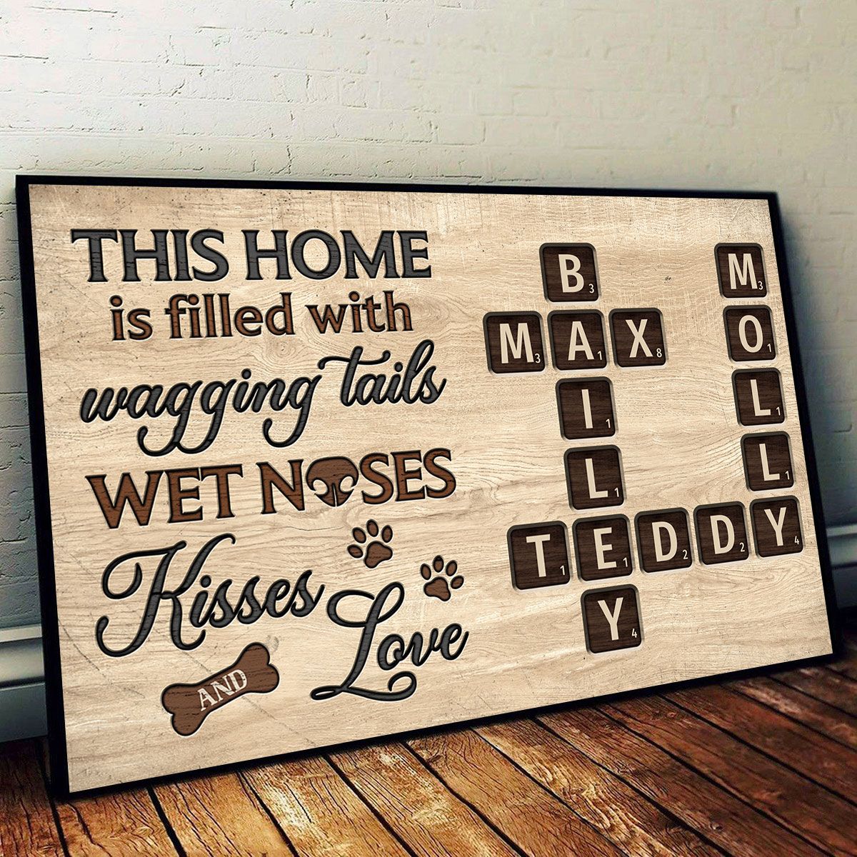 Pet Lover Home Decor Home With Paw Prints Crossword Puzzle Art Personalized Canvas