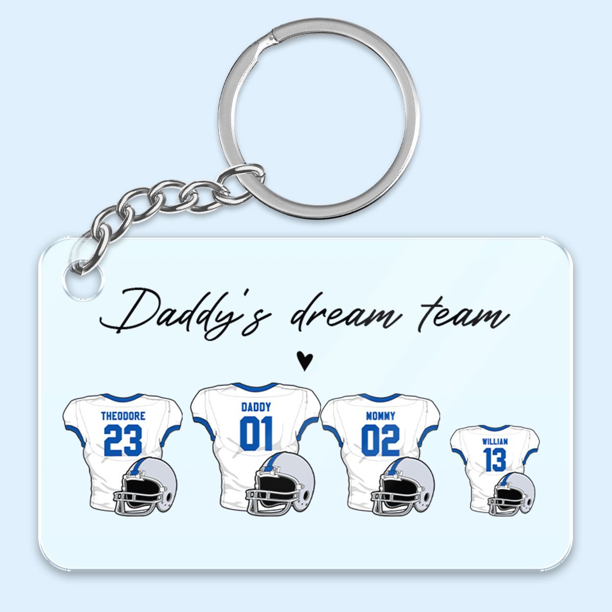 Daddy‘s Dream Team American Football Personalized Acrylic Keychain