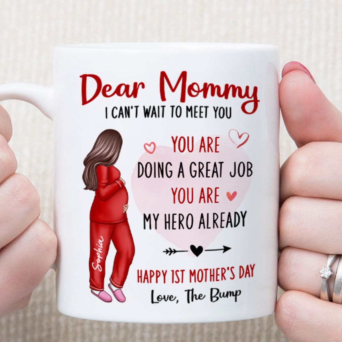 Happy First Mother's Day Pregnancy Mom From The Bump Personalized Mug
