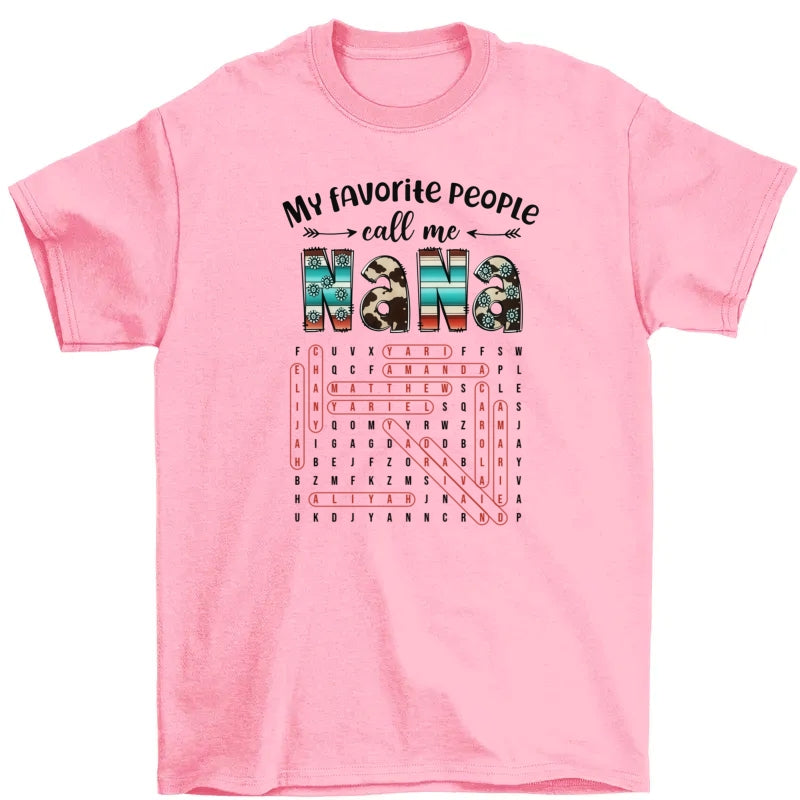 My Favorite People Call Me Grandma Western Cowhide Pattern Word Search Puzzle - Personalized Shirt - Gift For Grandma Mom