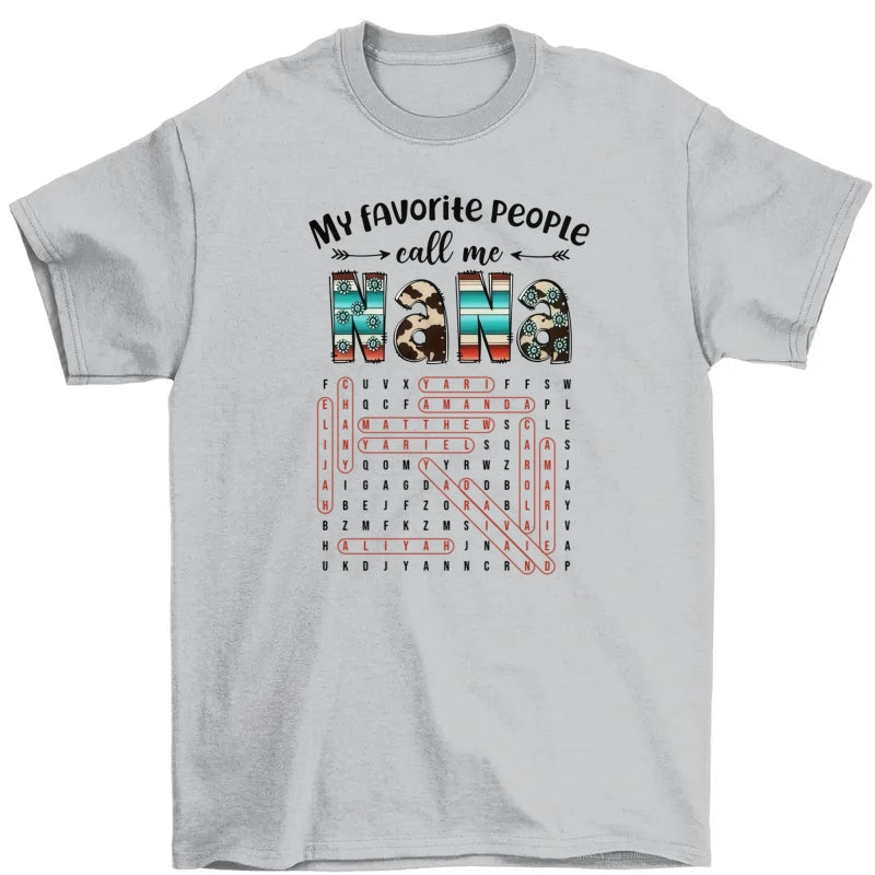 My Favorite People Call Me Grandma Western Cowhide Pattern Word Search Puzzle - Personalized Shirt - Gift For Grandma Mom