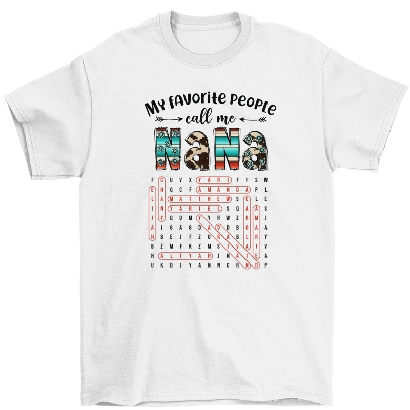 My Favorite People Call Me Grandma Western Cowhide Pattern Word Search Puzzle - Personalized Shirt - Gift For Grandma Mom