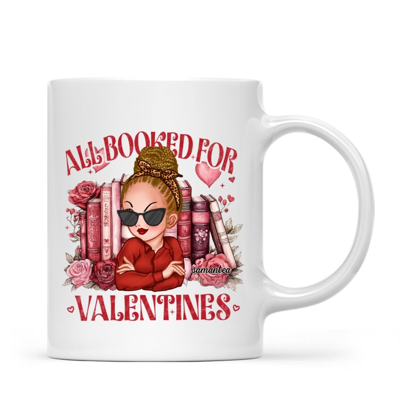 All Booked For Valentines Personalized Mug, Personalized Valentine's Gift For Book Lover